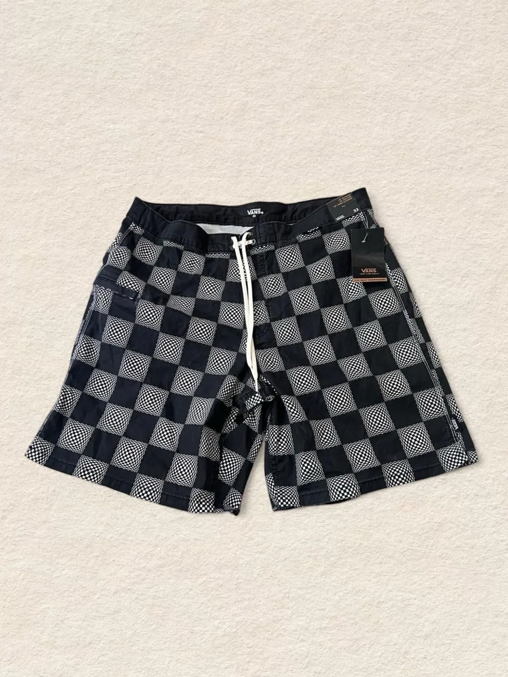 Vans Men’s Black and White Check Swim Board Shorts